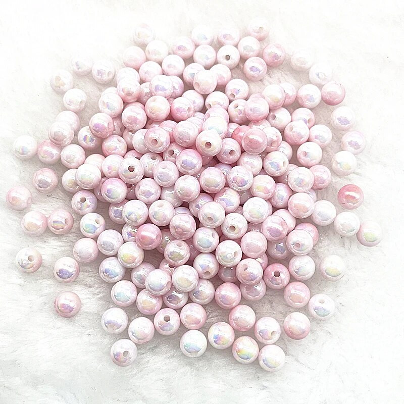 4mm 6mm 8mm 10mm Κρεμ Σειρά Στρογγυλές Ακρυλικές Πέρλες Χάντρες Loose Spacer Beads for Jewelry Making DIY βραχιόλια σκουλαρίκια κολιέ