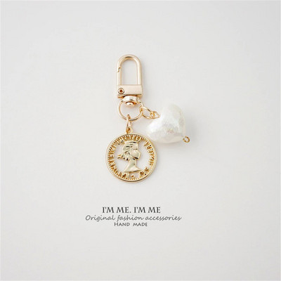 Μόδα απομίμηση Pearl Heart Μπρελόκ Χαριτωμένα γεωμετρικά μπρελόκ Θήκη ακουστικών Κρεμαστό αξεσουάρ Κλειδοθήκη αυτοκινήτου Δώρα