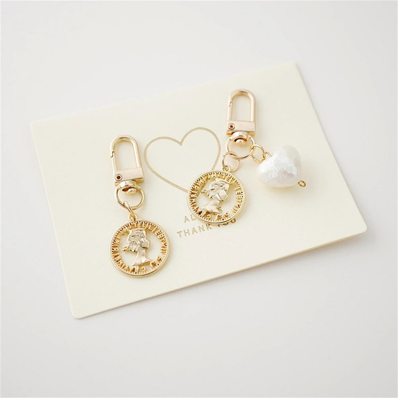 Μόδα απομίμηση Pearl Heart Μπρελόκ Χαριτωμένα γεωμετρικά μπρελόκ Θήκη ακουστικών Κρεμαστό αξεσουάρ Κλειδοθήκη αυτοκινήτου Δώρα