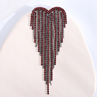 Dmari Designer Luxury Jewelry For Clothing Αίμα Μαύρο στρας Καρφίτσα σε σχήμα καρδιάς Καρφίτσες πέτο με μακριά κλωστή Φούντα καρφίτσα Γυναικεία καρφίτσα