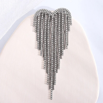 Dmari Designer Luxury Jewelry For Clothing Αίμα Μαύρο στρας Καρφίτσα σε σχήμα καρδιάς Καρφίτσες πέτο με μακριά κλωστή Φούντα καρφίτσα Γυναικεία καρφίτσα