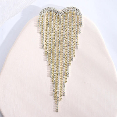 Dmari Designer Luxury Jewelry For Clothing Αίμα Μαύρο στρας Καρφίτσα σε σχήμα καρδιάς Καρφίτσες πέτο με μακριά κλωστή Φούντα καρφίτσα Γυναικεία καρφίτσα