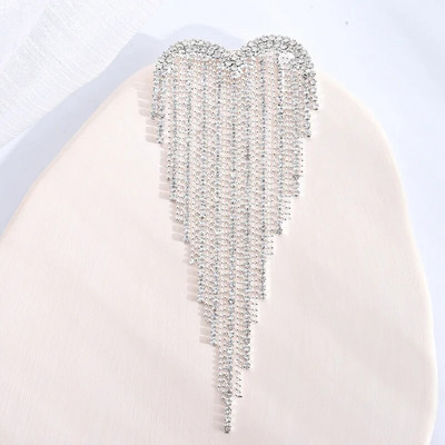 Dmari Designer Luxury Jewelry For Clothing Αίμα Μαύρο στρας Καρφίτσα σε σχήμα καρδιάς Καρφίτσες πέτο με μακριά κλωστή Φούντα καρφίτσα Γυναικεία καρφίτσα