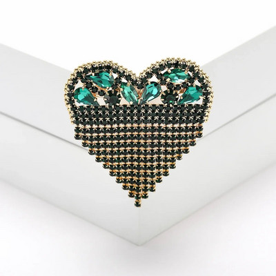 Dmari Designer Luxury Jewelry For Clothing Αίμα Μαύρο στρας Καρφίτσα σε σχήμα καρδιάς Καρφίτσες πέτο με μακριά κλωστή Φούντα καρφίτσα Γυναικεία καρφίτσα