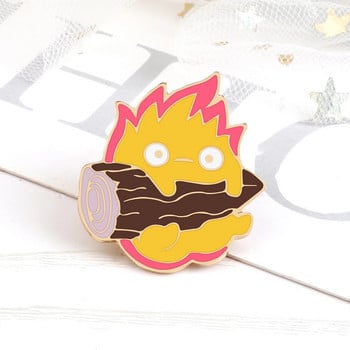 Fire Demon Calcifer Enamel Pins Cute Magic Fire Elf Καυσόξυλο καρφίτσες Anime Badges Πουκάμισο καρφίτσα πέτο Δώρο κοσμήματος για φίλους Παιδιά