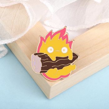 Fire Demon Calcifer Enamel Pins Cute Magic Fire Elf Καυσόξυλο καρφίτσες Anime Badges Πουκάμισο καρφίτσα πέτο Δώρο κοσμήματος για φίλους Παιδιά