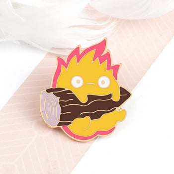 Fire Demon Calcifer Enamel Pins Cute Magic Fire Elf Καυσόξυλο καρφίτσες Anime Badges Πουκάμισο καρφίτσα πέτο Δώρο κοσμήματος για φίλους Παιδιά