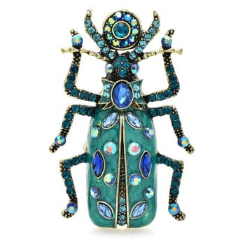 Καρφίτσες Wuli&baby Big Enamel Beetle για γυναίκες Unisex 4χρωμα Rhinestone Lovely Insects Party Office Καρφίτσες καρφίτσες Δώρα