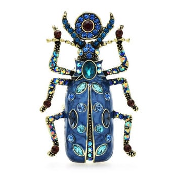 Καρφίτσες Wuli&baby Big Enamel Beetle για γυναίκες Unisex 4χρωμα Rhinestone Lovely Insects Party Office Καρφίτσες καρφίτσες Δώρα