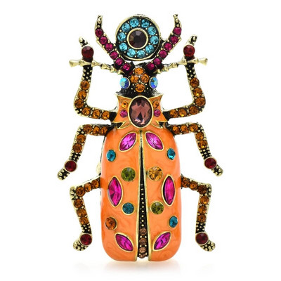 Καρφίτσες Wuli&baby Big Enamel Beetle για γυναίκες Unisex 4χρωμα Rhinestone Lovely Insects Party Office Καρφίτσες καρφίτσες Δώρα