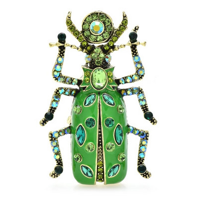 Καρφίτσες Wuli&baby Big Enamel Beetle για γυναίκες Unisex 4χρωμα Rhinestone Lovely Insects Party Office Καρφίτσες καρφίτσες Δώρα