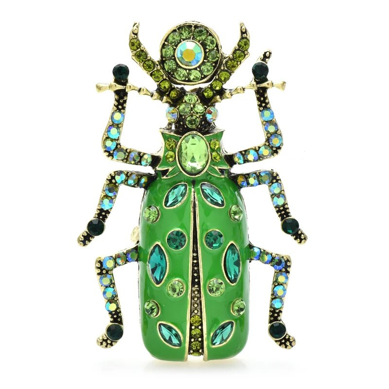 Καρφίτσες Wuli&baby Big Enamel Beetle για γυναίκες Unisex 4χρωμα Rhinestone Lovely Insects Party Office Καρφίτσες καρφίτσες Δώρα