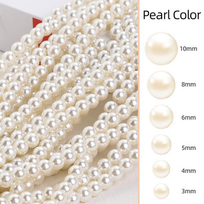 Mărgele de perle albe de 3/4/5/6/8/10mm, cu gaură, perle rotunde false libere, pentru realizarea de bijuterii, bricolaj, colier de cercei și umplutură de vază