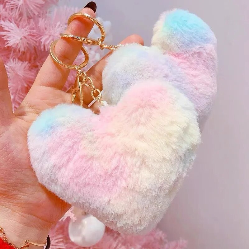 Creative Cute Plīša Tauriņš Persiku Sirds Atslēgu piekariņš Sapņu Krāsu Bumba Kaķu Zvaigzne Kulons Atslēgu piekari Auto piekārtie Rotājumi Aksesuāri