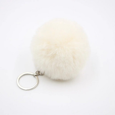 Breloc cu pompon din blană pufoasă, 27 de culori