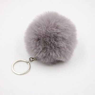 Breloc cu pompon din blană pufoasă, 27 de culori
