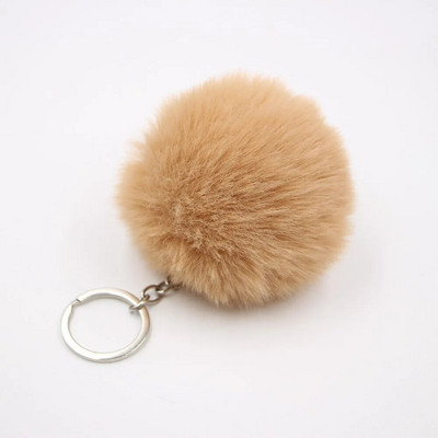 Breloc cu pompon din blană pufoasă, 27 de culori
