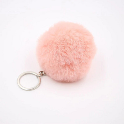 Breloc cu pompon din blană pufoasă, 27 de culori