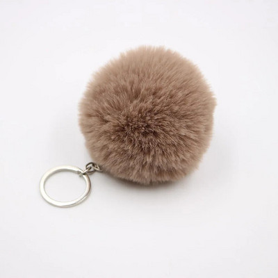 Breloc cu pompon din blană pufoasă, 27 de culori