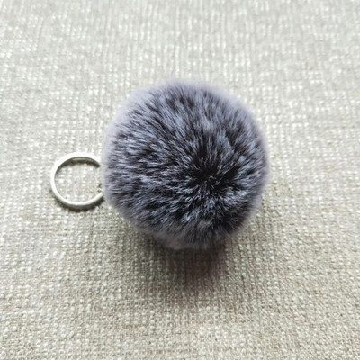 Breloc cu pompon din blană pufoasă, 27 de culori