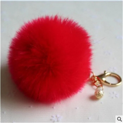 Χαριτωμένα κορίτσια Fluffy Pompon Rabbit Fur Ball Pom Pom Keychain Pearl Charms Pompon Keychain On Bag Car Trinket Jewelry Party Δώρο