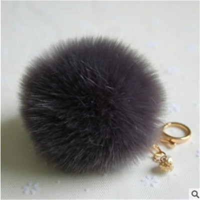 Χαριτωμένα κορίτσια Fluffy Pompon Rabbit Fur Ball Pom Pom Keychain Pearl Charms Pompon Keychain On Bag Car Trinket Jewelry Party Δώρο