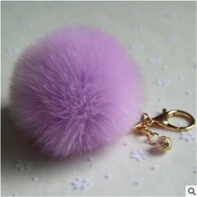 Χαριτωμένα κορίτσια Fluffy Pompon Rabbit Fur Ball Pom Pom Keychain Pearl Charms Pompon Keychain On Bag Car Trinket Jewelry Party Δώρο