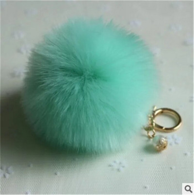Χαριτωμένα κορίτσια Fluffy Pompon Rabbit Fur Ball Pom Pom Keychain Pearl Charms Pompon Keychain On Bag Car Trinket Jewelry Party Δώρο