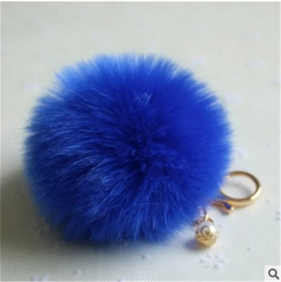 Χαριτωμένα κορίτσια Fluffy Pompon Rabbit Fur Ball Pom Pom Keychain Pearl Charms Pompon Keychain On Bag Car Trinket Jewelry Party Δώρο