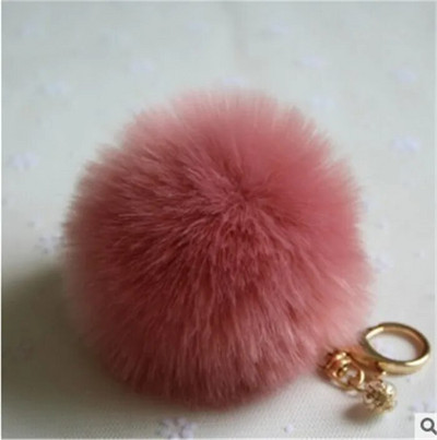 Χαριτωμένα κορίτσια Fluffy Pompon Rabbit Fur Ball Pom Pom Keychain Pearl Charms Pompon Keychain On Bag Car Trinket Jewelry Party Δώρο