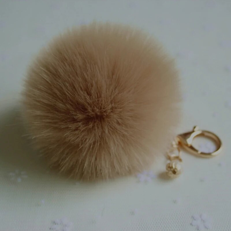 Χαριτωμένα κορίτσια Fluffy Pompon Rabbit Fur Ball Pom Pom Keychain Pearl Charms Pompon Keychain On Bag Car Trinket Jewelry Party Δώρο