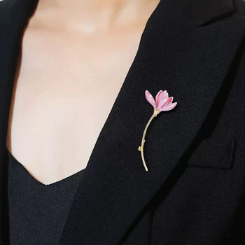 Изящни розови лотосови цветя брошка игли жени момичета метални растения емайл етикет шапка шапка игли костюм палто японски модни аксесоари