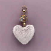 Πολύχρωμο μενταγιόν μπρελόκ Heart Pompom Mini φούντα μενταγιόν για γυναίκες Μόδα βελούδινη τσάντα μπάλα στολίδι Αξεσουάρ μπρελόκ αυτοκινήτου Δώρο πάρτι