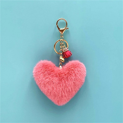 Πολύχρωμο μενταγιόν μπρελόκ Heart Pompom Mini φούντα μενταγιόν για γυναίκες Μόδα βελούδινη τσάντα μπάλα στολίδι Αξεσουάρ μπρελόκ αυτοκινήτου Δώρο πάρτι