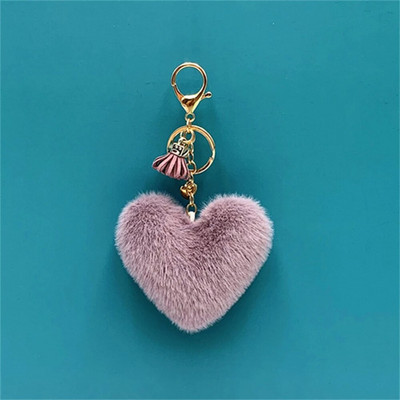 Πολύχρωμο μενταγιόν μπρελόκ Heart Pompom Mini φούντα μενταγιόν για γυναίκες Μόδα βελούδινη τσάντα μπάλα στολίδι Αξεσουάρ μπρελόκ αυτοκινήτου Δώρο πάρτι