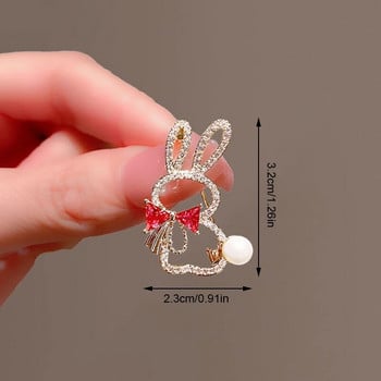 Crystal Cute Rabbit Heart Flower Καρφίτσες γάτας για γυναίκες Πολυτελές χρυσό χρώμα από κράμα καρφίτσες πέτο ζώων Αντιθαμβωτικό αξεσουάρ ρούχων