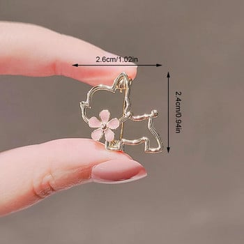 Crystal Cute Rabbit Heart Flower Καρφίτσες γάτας για γυναίκες Πολυτελές χρυσό χρώμα από κράμα καρφίτσες πέτο ζώων Αντιθαμβωτικό αξεσουάρ ρούχων