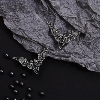2 τμχ Καρφίτσες από σμάλτο νυχτερίδας Gothic Punk Witch Σήμα γιακά καρφίτσας αποκριών Μαύρο τρομακτικό κόσμημα Δώρο για φίλους