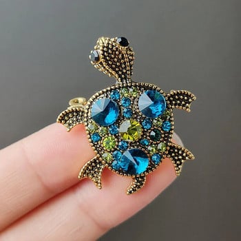 Vintage Rhinestone Cute Cartoon Turtle Animal καρφίτσες για γυναίκες Ανδρικό παλτό Αξεσουάρ ρούχων Καρφίτσες καρφίτσας για πάρτι Δώρα κοσμήματα