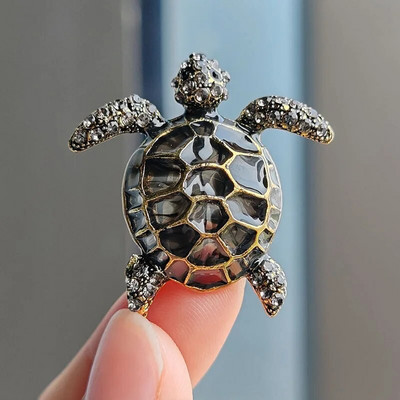 Vintage Rhinestone Cute Cartoon Turtle Animal καρφίτσες για γυναίκες Ανδρικό παλτό Αξεσουάρ ρούχων Καρφίτσες καρφίτσας για πάρτι Δώρα κοσμήματα