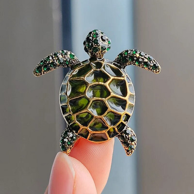 Vintage Rhinestone Cute Cartoon Turtle Animal καρφίτσες για γυναίκες Ανδρικό παλτό Αξεσουάρ ρούχων Καρφίτσες καρφίτσας για πάρτι Δώρα κοσμήματα
