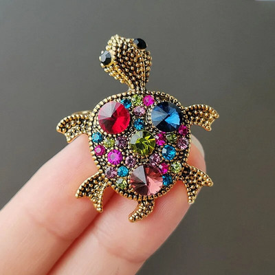 Vintage Rhinestone Cute Cartoon Turtle Animal καρφίτσες για γυναίκες Ανδρικό παλτό Αξεσουάρ ρούχων Καρφίτσες καρφίτσας για πάρτι Δώρα κοσμήματα