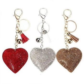 Fashion Heart Χειροποίητο χαριτωμένο μπρελόκ Bling Crystal για Γυναικεία Κρεμαστό Αυτοκίνητο Δήλωση για κορίτσια Δαχτυλίδι μπρελόκ για κοσμήματα Τσάντα από στρας