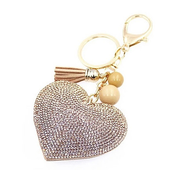 Fashion Heart Χειροποίητο χαριτωμένο μπρελόκ Bling Crystal για Γυναικεία Κρεμαστό Αυτοκίνητο Δήλωση για κορίτσια Δαχτυλίδι μπρελόκ για κοσμήματα Τσάντα από στρας