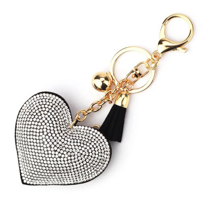 Modes sirds, rokām darināts jauks Bling kristāla atslēgu piekariņš sievietēm, automašīnas kulons, meitenes paziņojums, Rhinestone juvelierizstrādājumu soma Atslēgu piekariņu gredzens