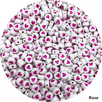 100 τμχ Fashion Jewelry Love Heart ακρυλικές επίπεδες στρογγυλές χάντρες για χειροτεχνίες και κοσμήματα που φτιάχνετε DIY #RoLi