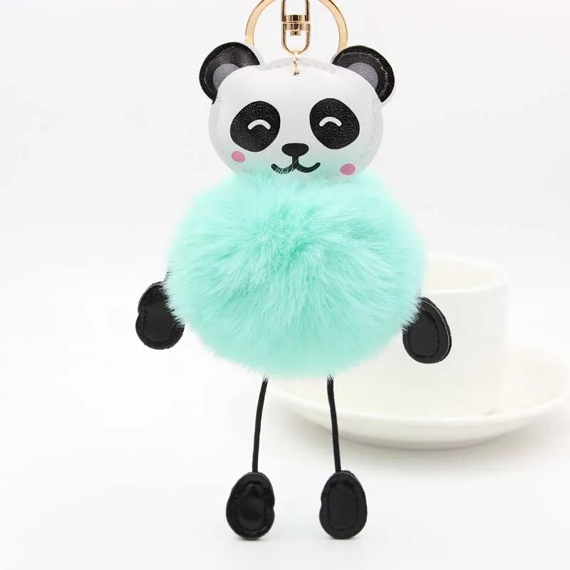 Sieviešu modes atslēgu piekariņi Imitācija Dzīvnieku plīša bumbiņu atslēgu piekariņa pūkaina soma Jauka panda atslēgu piekariņš piekariņš mugursoma pompons dāvana kažokāda