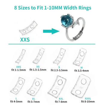 Σιλικόνη 8 μεγεθών Invisible Clear Ring Size Resizer Loose Rings Reducer Ring Sizer Fit Any Any Rings Εργαλεία κοσμήματος Συσφιγκτήρα