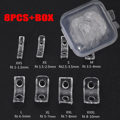 8 suurust Silikoon Nähtamatu Läbipaistev Rõnga suuruse muutja Lahtised Sõrmused Reduktor Rõnga suurus Sobib kõikidele sõrmustele Ehted Tööriistad Pinguti