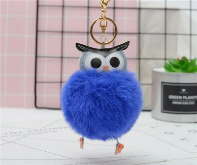 Cute Pompom Owl Μπρελόκ pom pom Μπρελόκ με μπρελόκ με γούνα κουνελιού μπαλάκι pompon Porte Clef Fluffy Δερμάτινο μπρελόκ αξεσουάρ Κοσμήματα